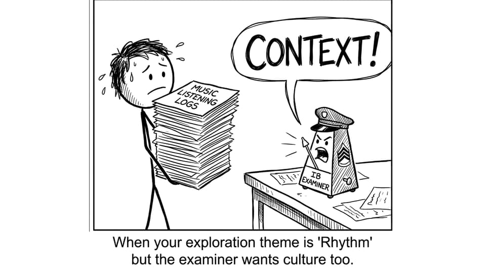 A stressed IB student and a metronome yelling context