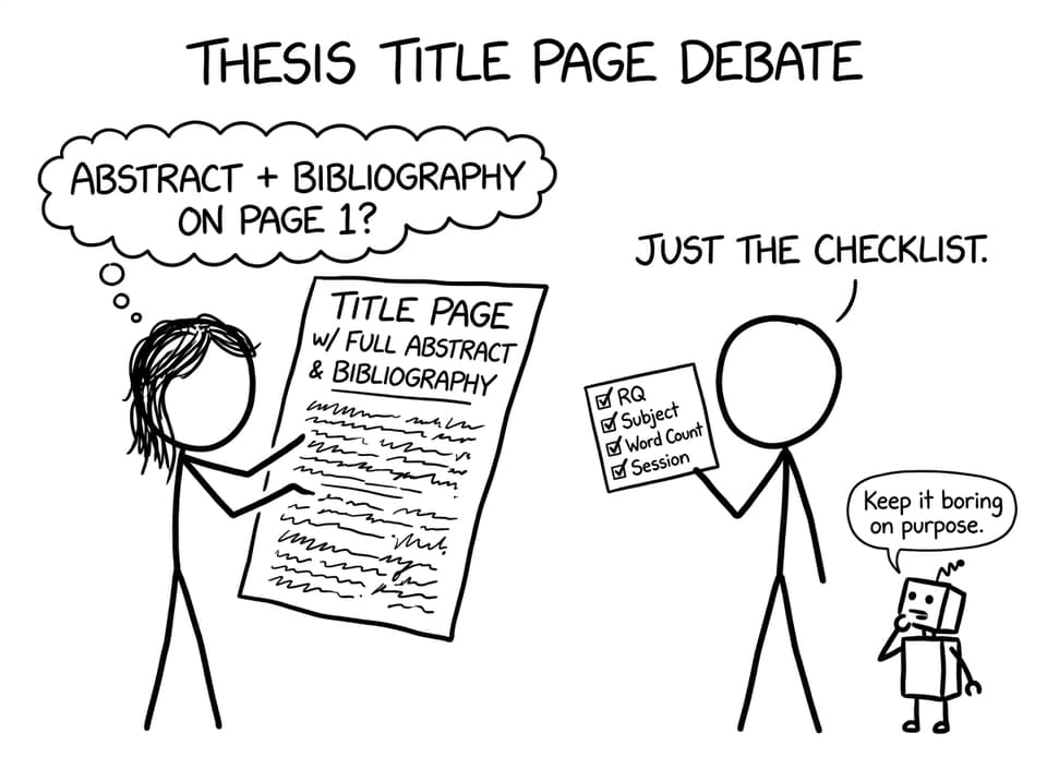 Students arguing about what belongs on the title page