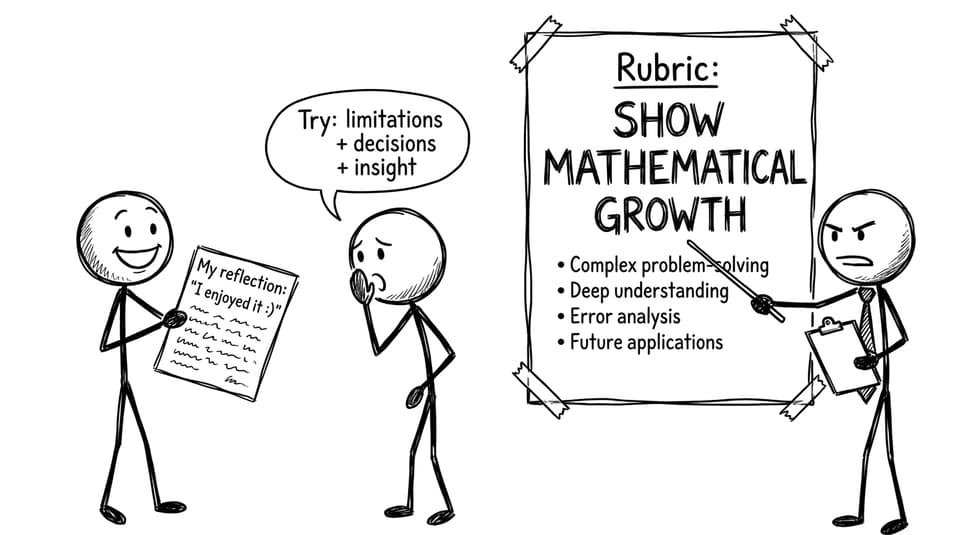 Comic about shallow reflection vs rubric