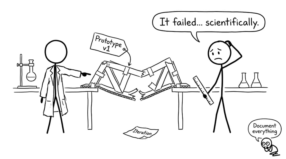 Prototype failure and iteration joke