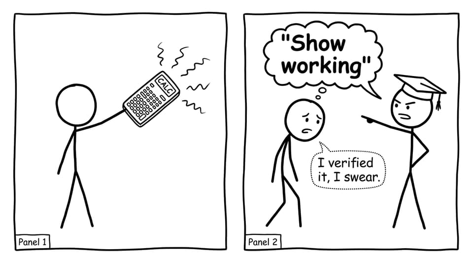 Calculator vs show working joke