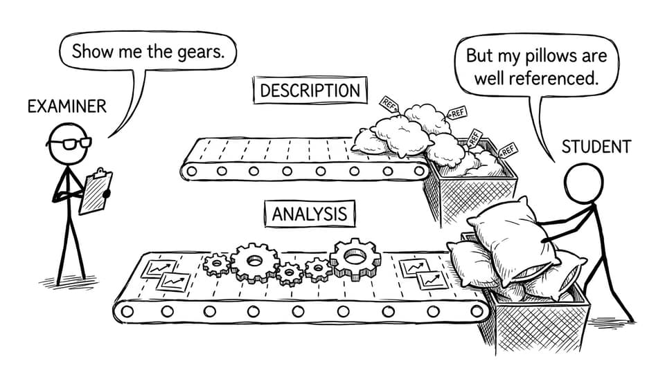 Description vs analysis conveyor belt