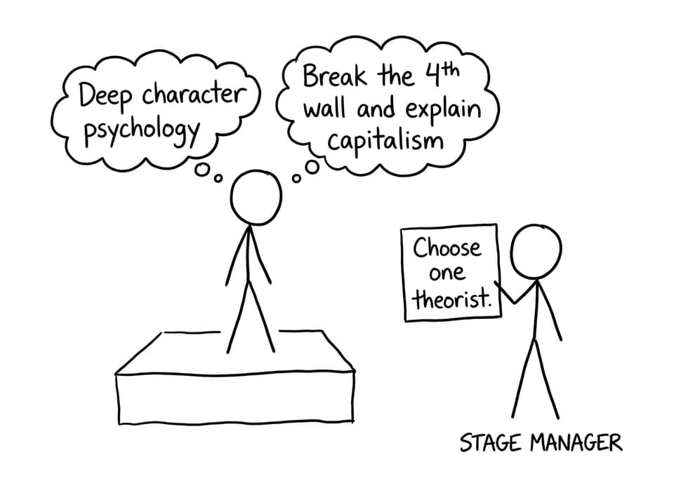 Choose one theorist, says the stage manager
