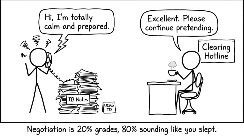 IB student negotiating on a UCAS Clearing call