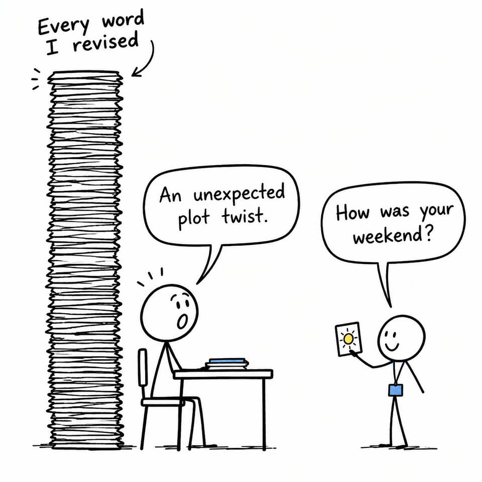 A student discovers that an ordinary weekend question was missing from an enormous stack of memorised vocabulary cards.