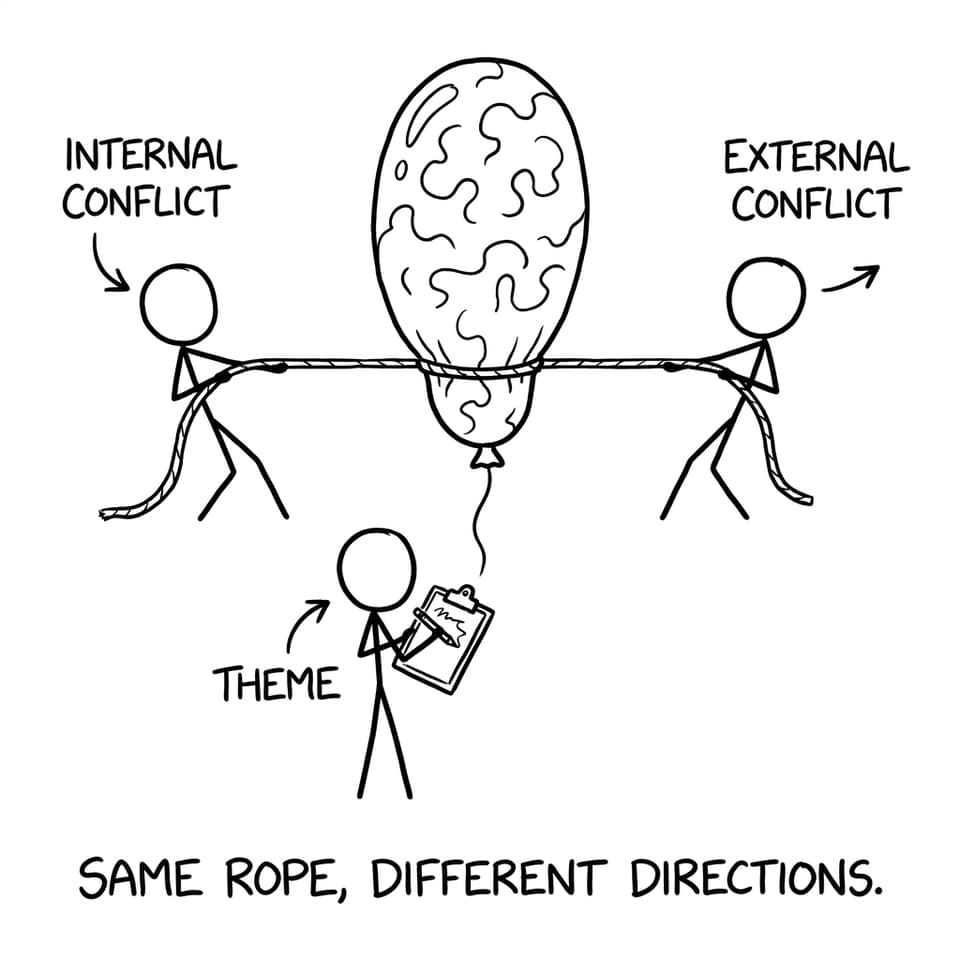 Internal vs external conflict tug-of-war