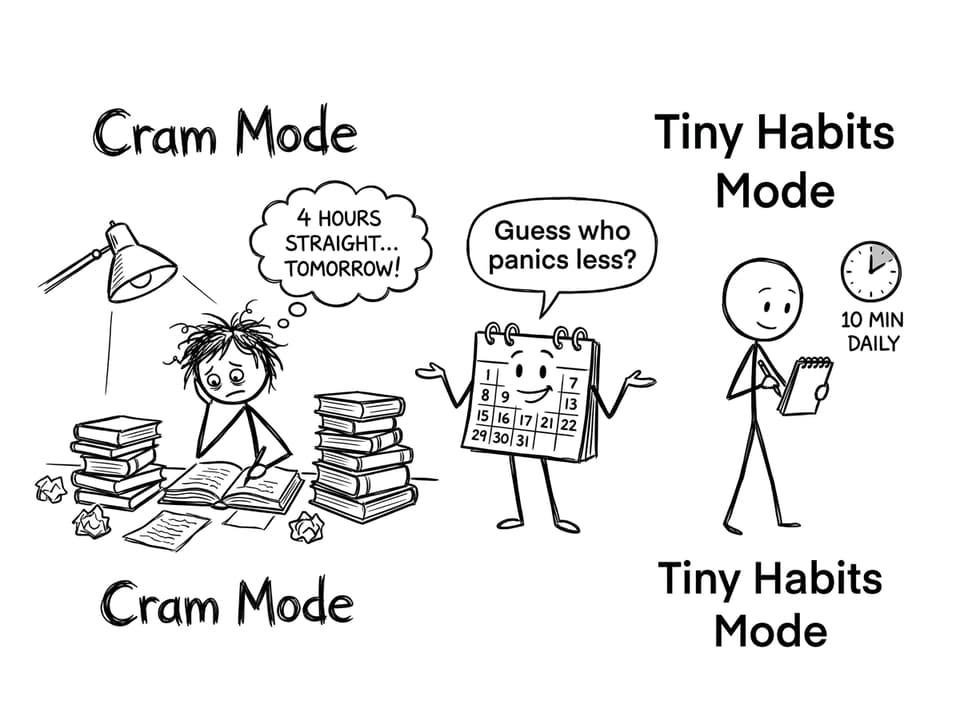 Cram vs tiny habits comic