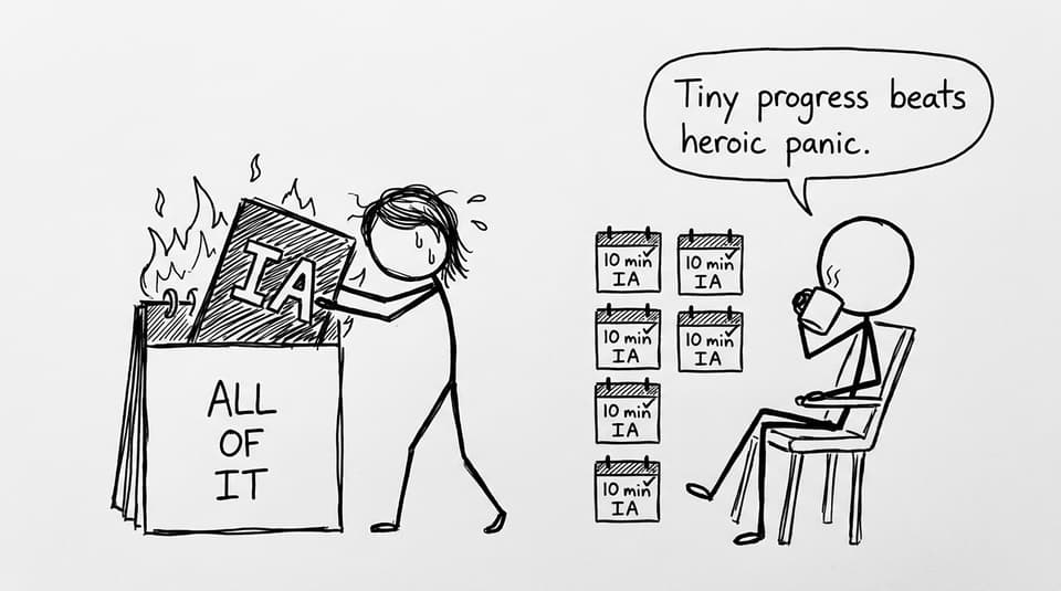 Comic: tiny progress beats panic