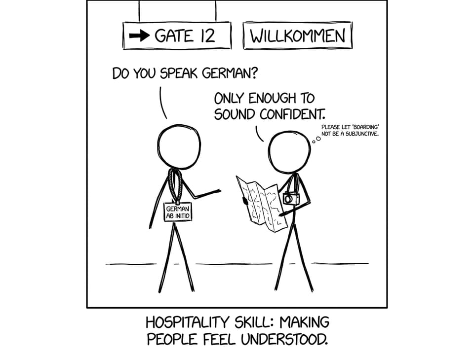 Airport moment: confident beginner German