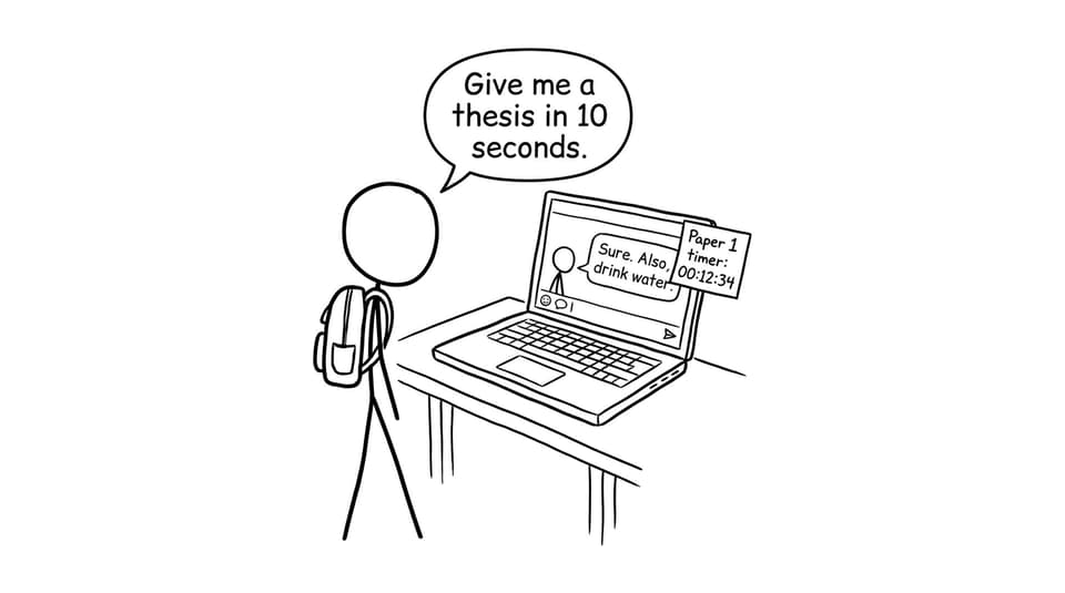 Student asks AI for a thesis while the timer screams