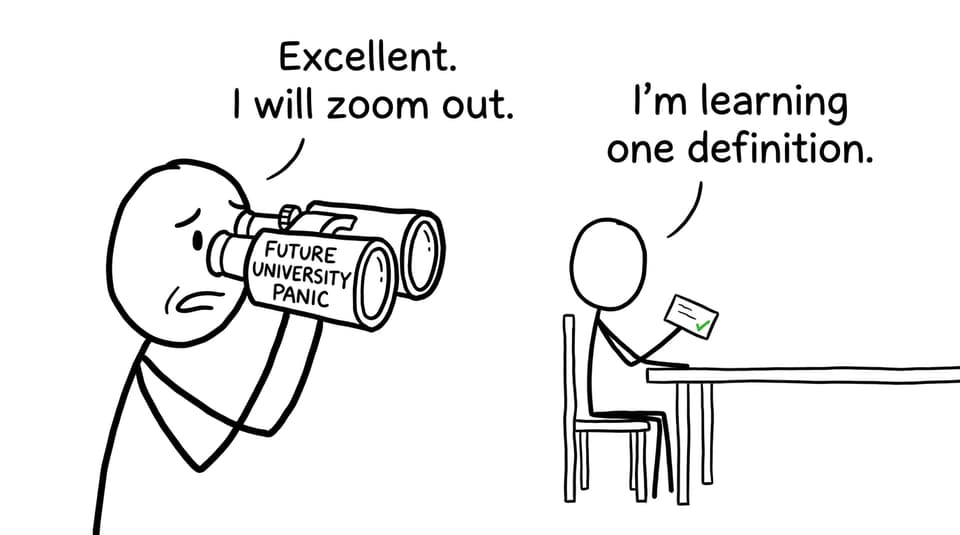 A parent zooms out while a DP1 student learns one definition