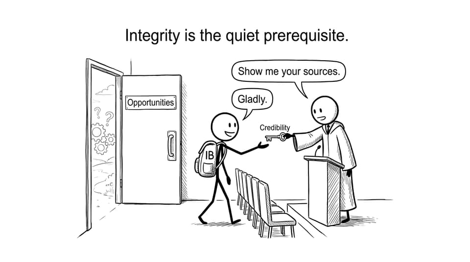 A comic about integrity as a key to credibility at university