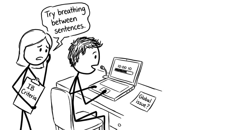 Student recording an IO while an inner examiner critiques pacing