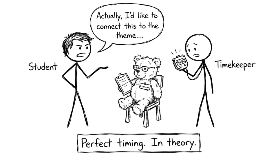 Student practicing oral with a stuffed animal examiner