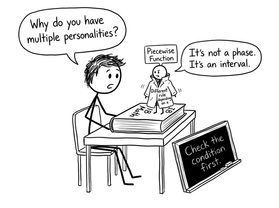 Piecewise function with “multiple personalities” joke