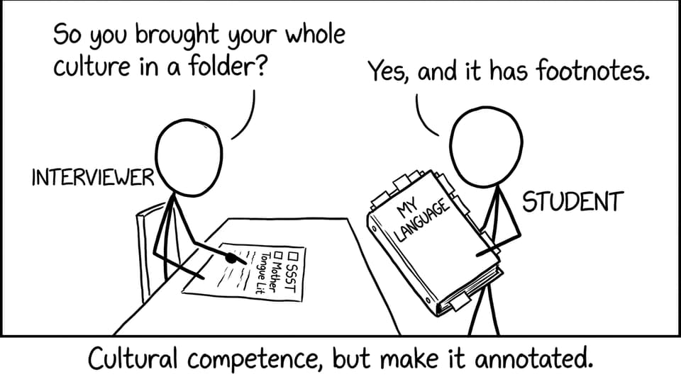 University interview binder joke comic