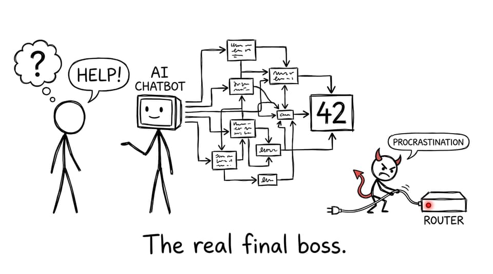 Procrastination demon vs AI chatbot joke