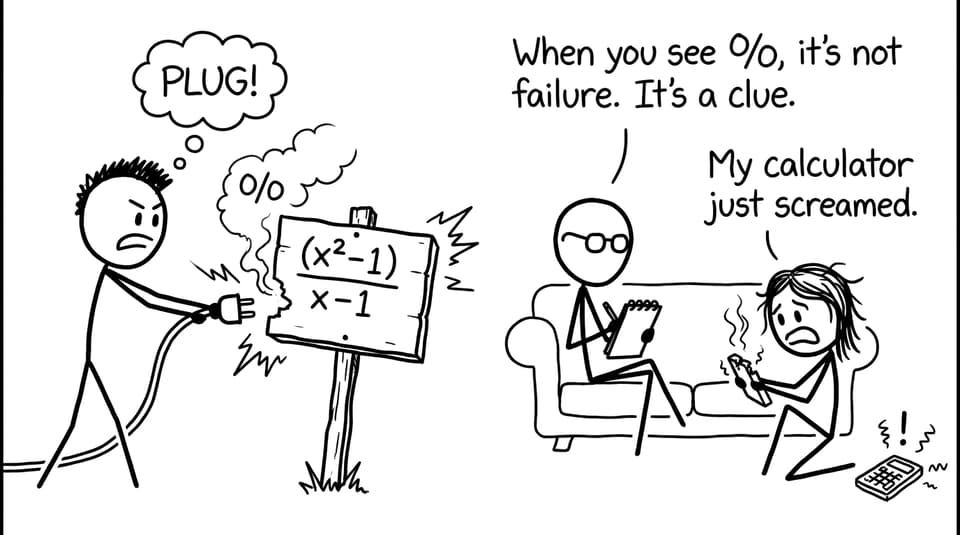 Comic about 0/0 being a clue