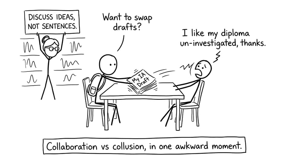 Two students tempted to swap IA drafts