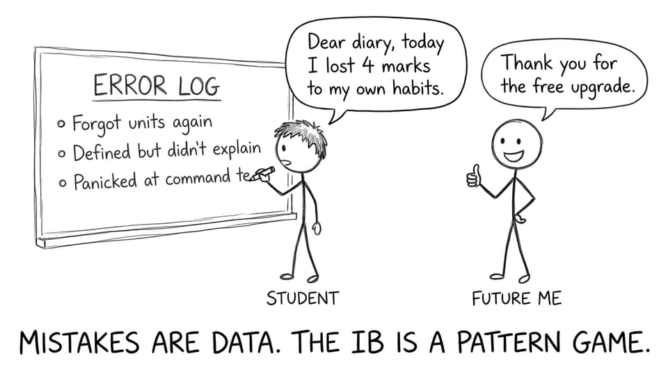 Mistakes are data. The IB is a pattern game.