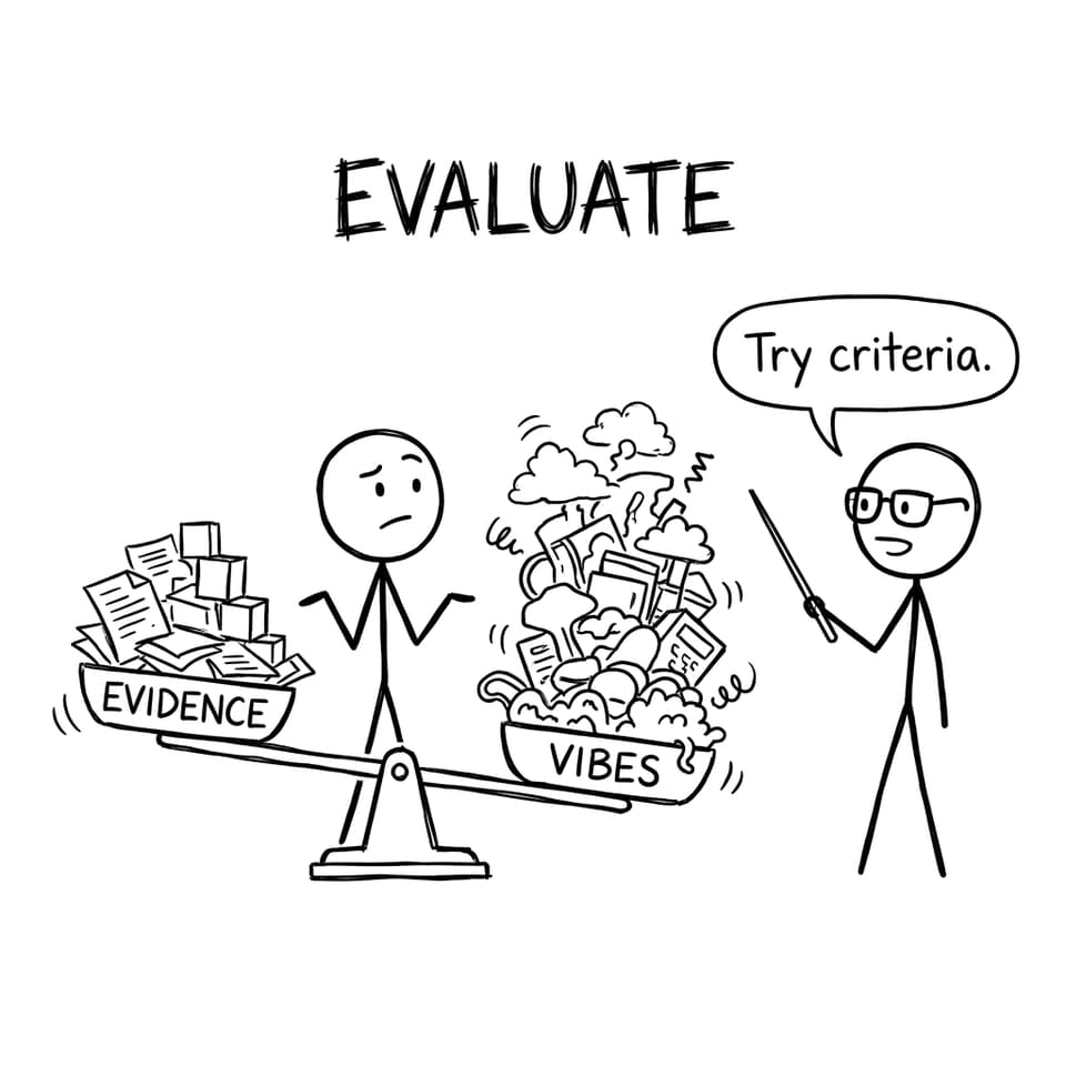Evaluate: evidence vs vibes comic