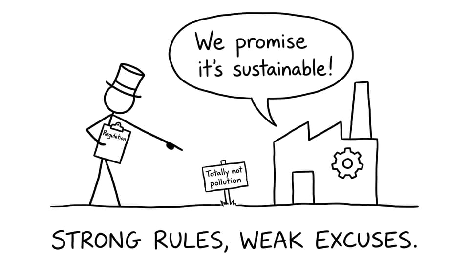 Comic relief: regulation vs “totally not pollution”