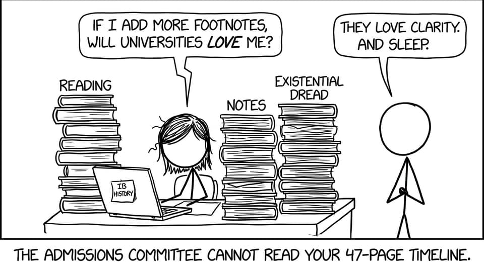 A student debates footnotes with admissions committee