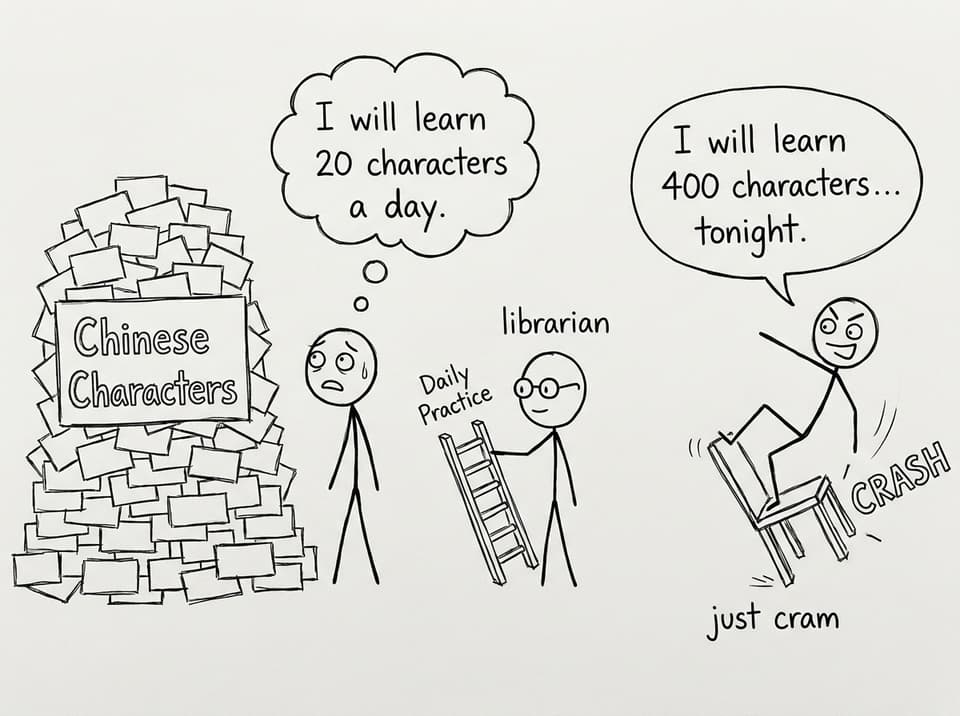 A student debates daily practice vs cramming in Chinese
