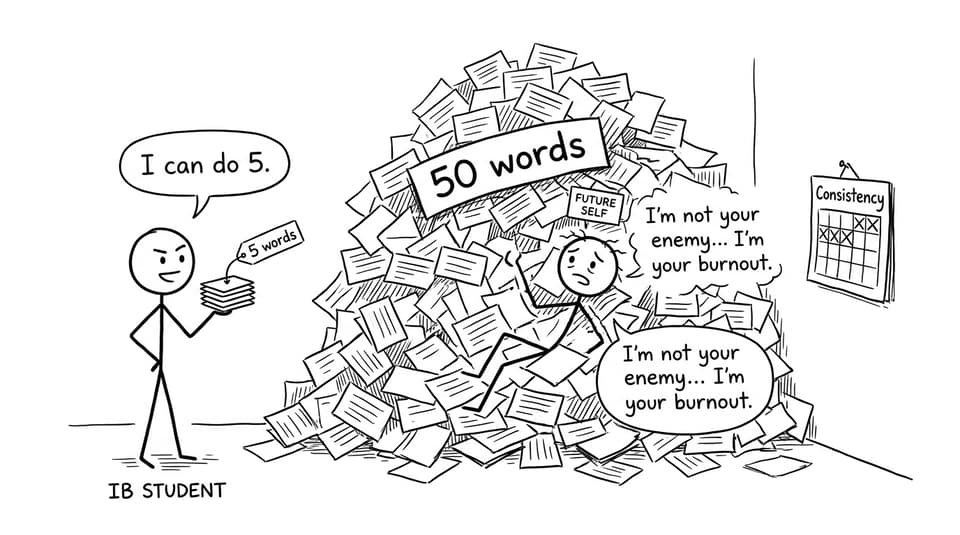 Comic about 5 vs 50 words