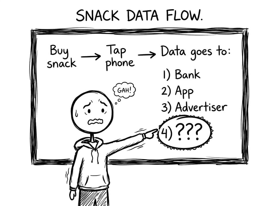 Flowchart of “buy snack” to data going everywhere