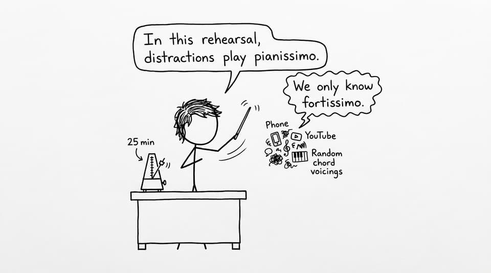Pomodoro as a conductor vs distractions