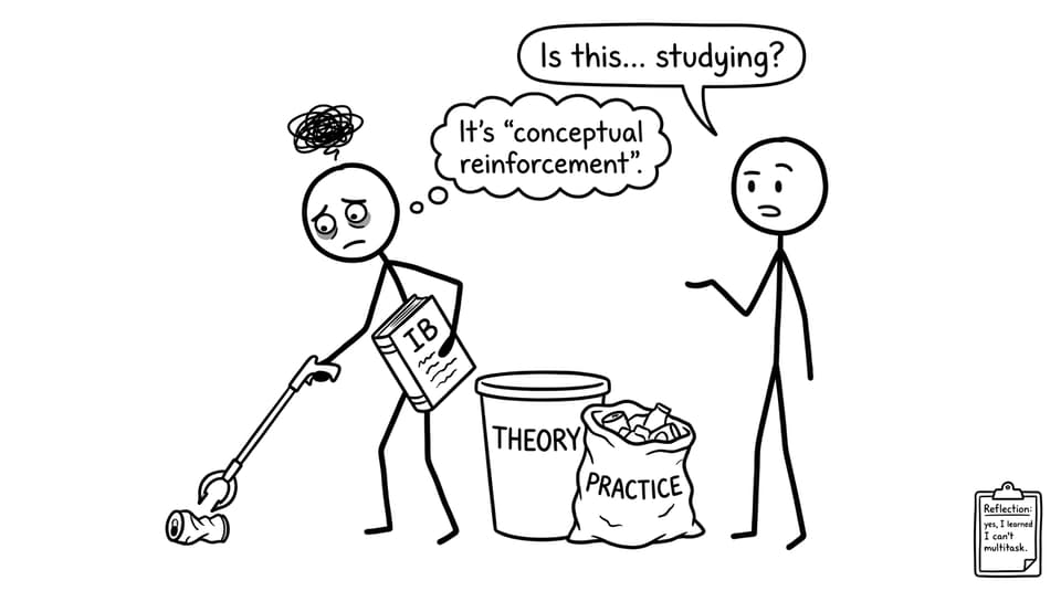 An IB student trying to study while doing service learning