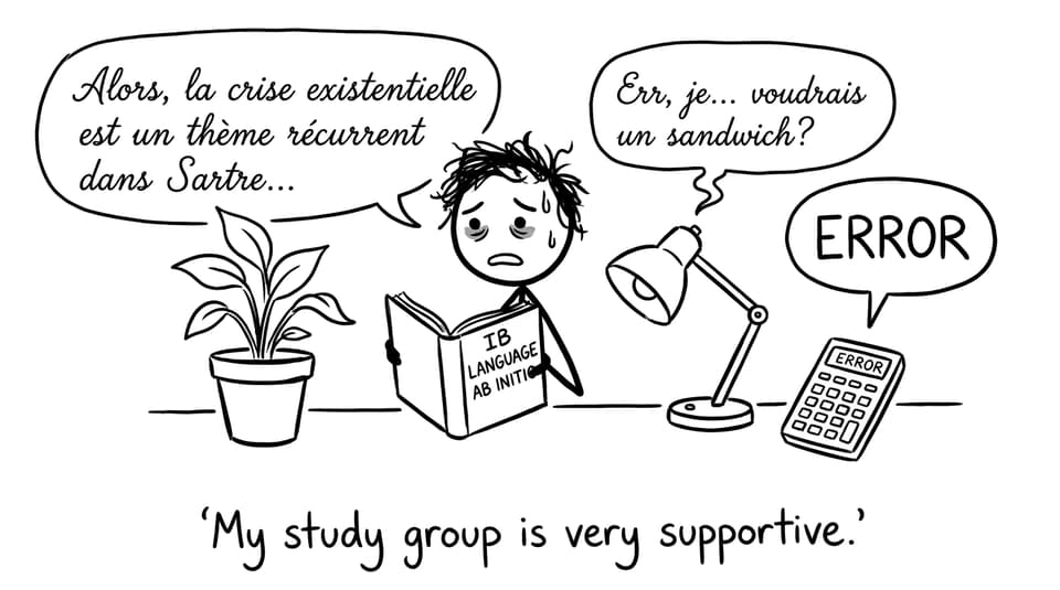 IB student practices speaking to a plant and a calculator