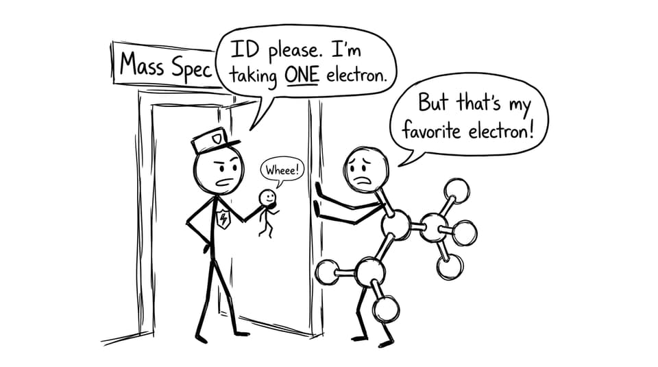 Bouncer taking one electron joke