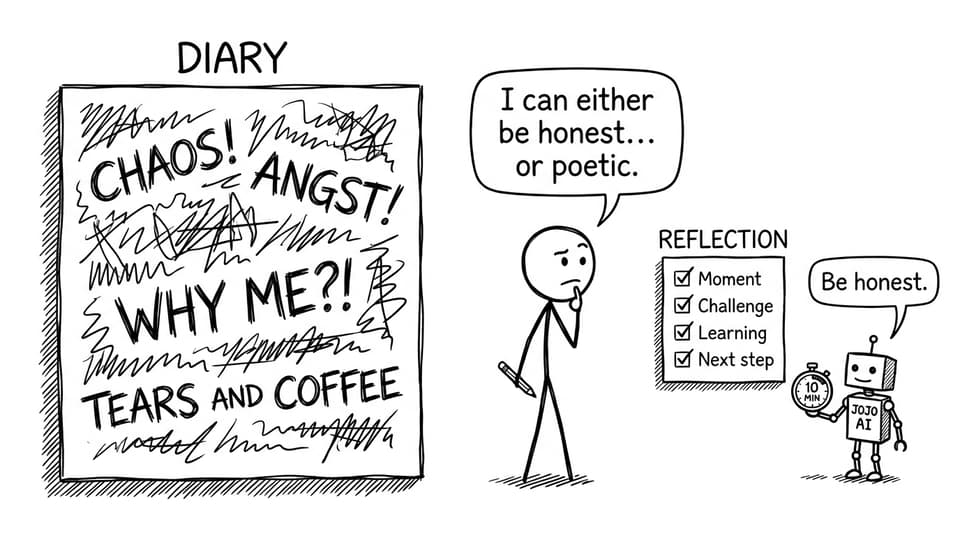 Reflection vs diary comic with Jojo AI
