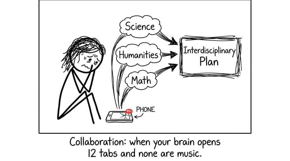 Student juggling collaboration notifications