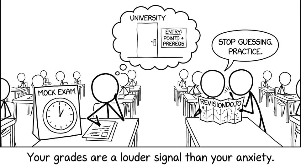 XKCD comic about mock exam practice and university entry