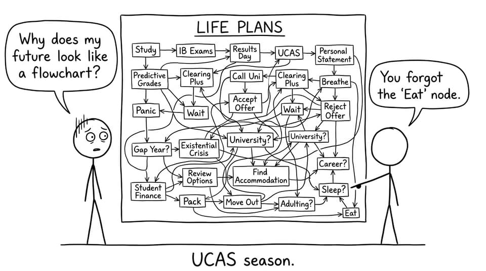 UCAS season flowchart joke