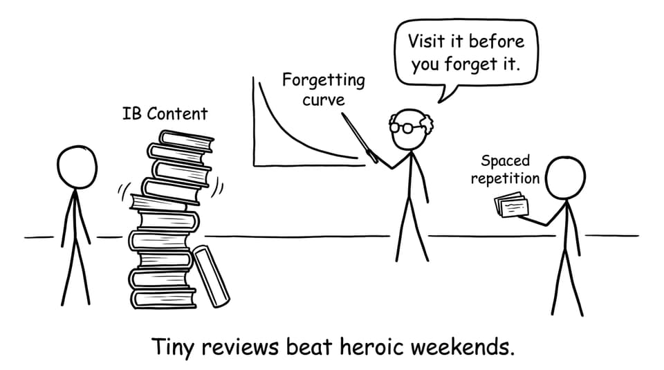 Comic about forgetting curve and spaced repetition