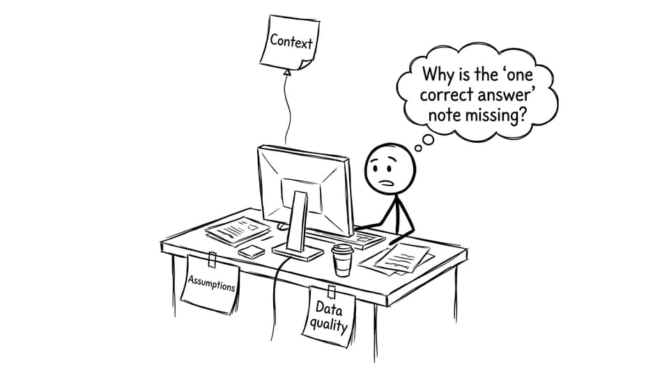 Assumptions sticky note floating away