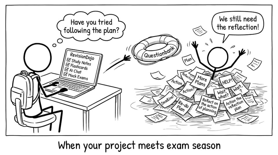 RevisionDojo meets exam season comic