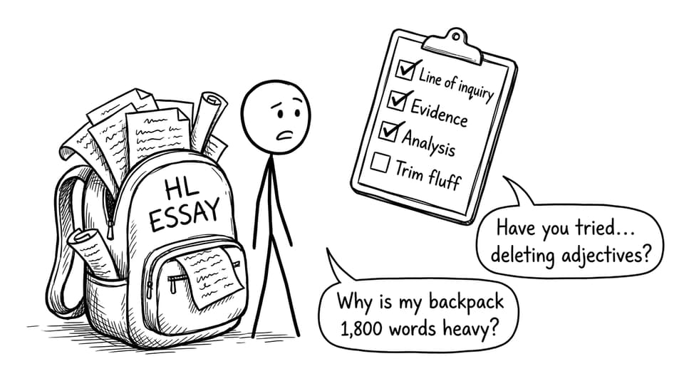 A student complains their HL Essay backpack is “1,800 words heavy”