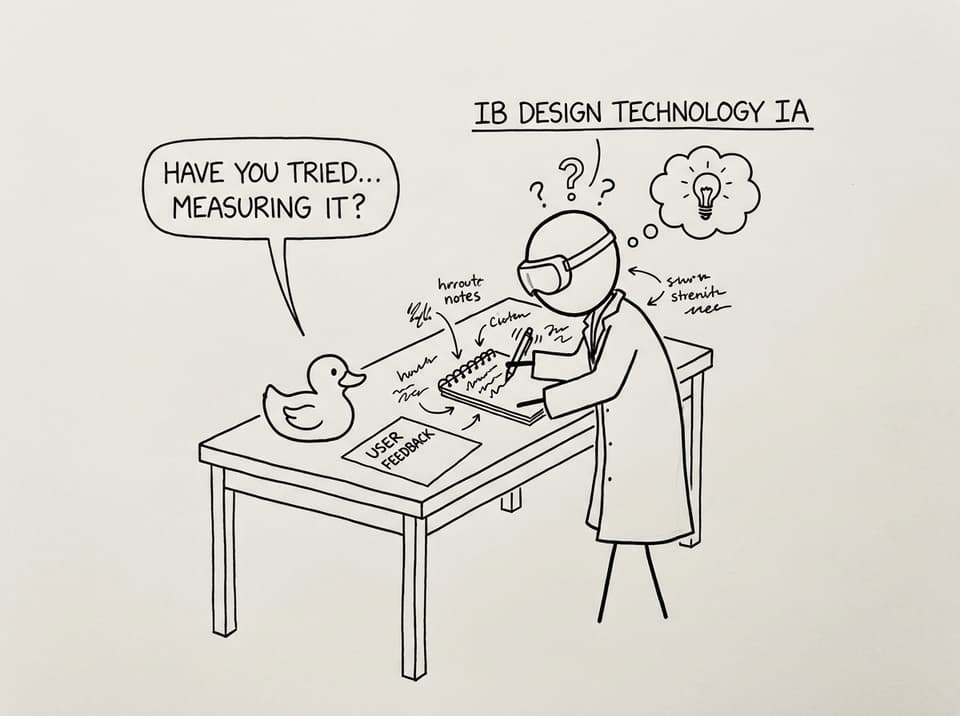 A student asks a “User feedback” rubber duck if they tried measuring