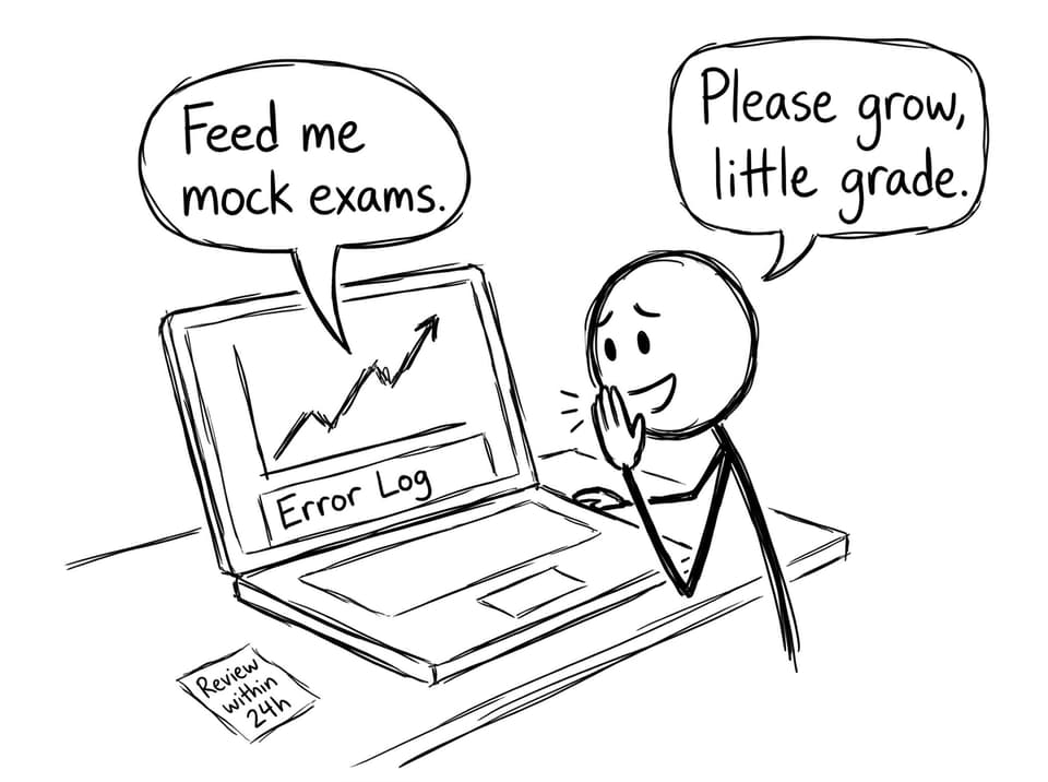 Comic about grades growing with mock exams