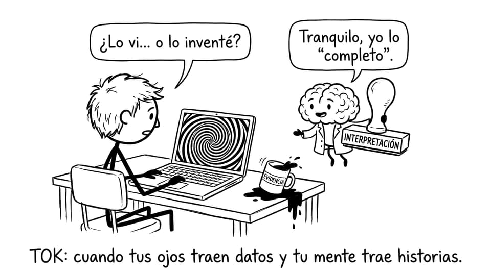 Estudiante y cerebro discutiendo interpretación