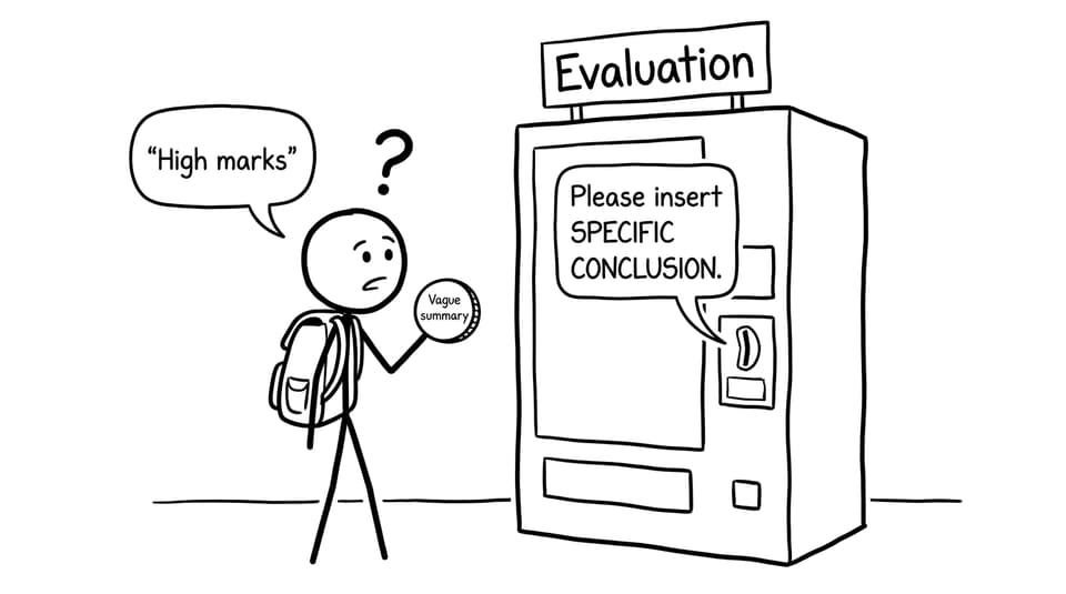 Evaluation vending machine comic