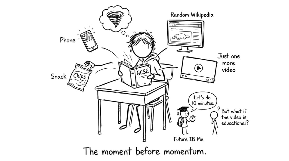 A student faces GCSE distractions as Future IB Me asks for 10 minutes