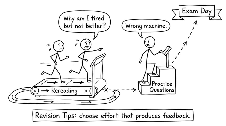Comic about rereading vs practice questions