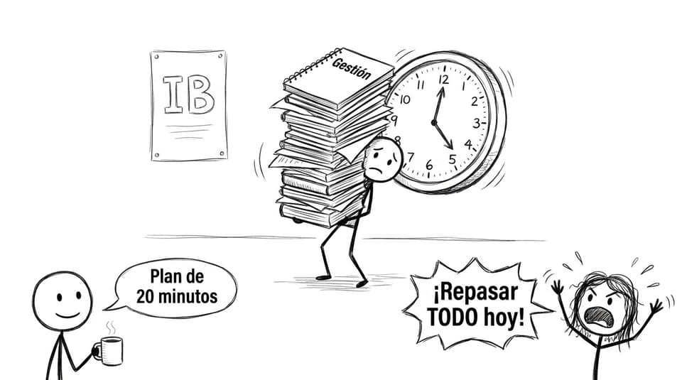 Estudiante planificando vs pánico IB