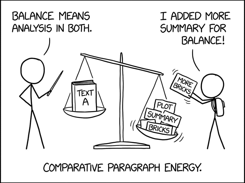 Comic: balance vs summary bricks